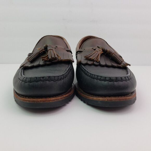 Allen Edmonds Nashua Mens Size 9.5 Brown Black Leather Kiltie Tassel Loafer Shoe